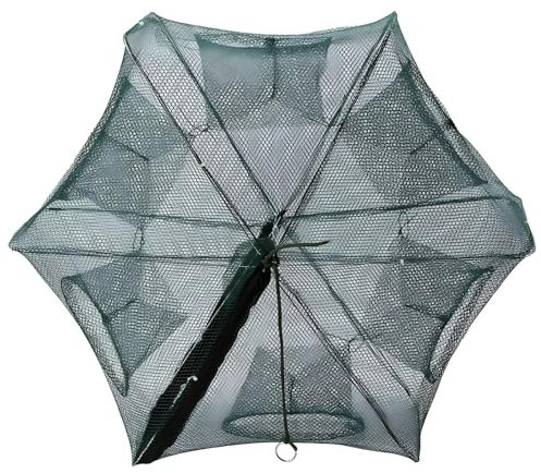 VIFERR Fischernetz, 6 Löcher Faltbare Angelnetz Fischreuse Automatische Nylon Fischernetz Fischen Köder Cast Mesh Trap Net für Garnelen Elritzen Krebse Krabben Flusskrebse