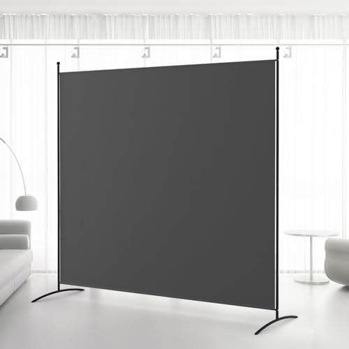Kokorona Folding Room Divider 1 Panel, Portable Privacy Screen for Home Office, Partiton Wall Room Divider for Room Separation, Grey, W 180 x H 180 cm