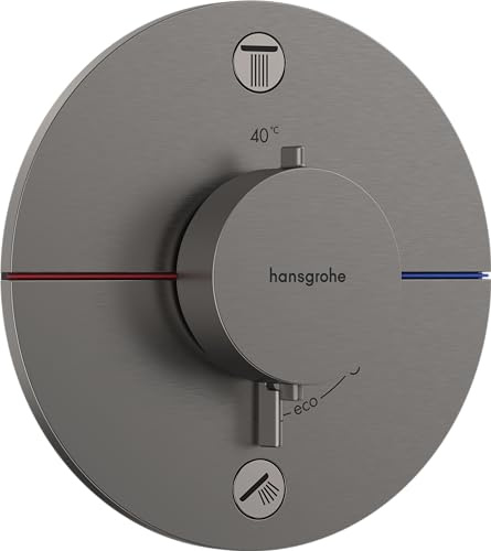 hansgrohe ShowerSelect Comfort S - thermostat conceiled, bathroom tap with safety stop at 40 °C, thermostat round for shower and bath tub, shower mixer for 2 functions, brushed black chrome, 15554340