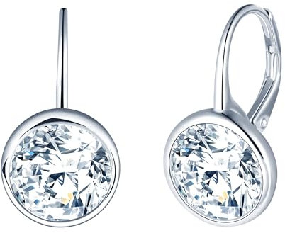 CONILOK Zirkon Ohrringe Silber 925 Creolen Ohrhänger Silber 10MM Damen Schmuck Ohrring Kleine Geschenke für Frauen Freundin Mama Geburtstag Weihnachtstag Valentinstag Muttertag