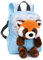 NICI Kinderrucksack blau 2 in 1 mit Kuscheltier Roter Panda 25cm - Kindergartenrucksack Mädchen & Jungen - Weicher Rückenbereich & verstellbare Gurte - 49852