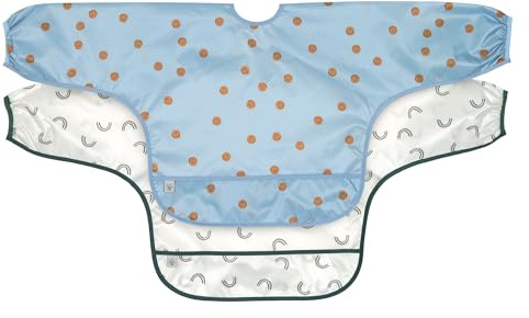 Lässig Baby Long Sleeve Bib Set (2 pcs.) para atar en el protector de captura/babero de manga larga Happy Rascals Smile