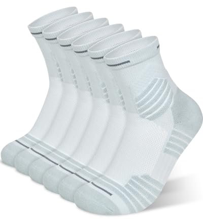 SUTIYO Crew Socken Herren Damen 3 Paar, Anti-Blasen Laufen Socken, Frotteesohle Kompressionsstrümpfe, Atmungsaktive Sportsocken, Baumwolle Wandersocken