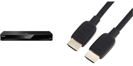 Panasonic DP-UB820EB 4K Ultra HD Blu-ray Player & Amazon Basics HDMI Cable, 48Gbps High-Speed, 8K@60Hz, 4K@120Hz, Gold-Plated Plugs, Ethernet Ready, 1.8 m, Black