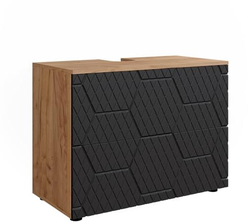 Vicco Waschbeckenunterschrank Irma, Goldkraft Eiche/Anthrazit, 80 cm mit 2 Schubladen