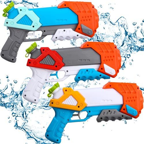 Cotepi Juego de 3 Pistolas de Agua,Pistola de Agua de 800 ml para niños y Adultos,Pistola de Agua para Piscinas, Playas y Jardines, Regalos Veranos para Niños