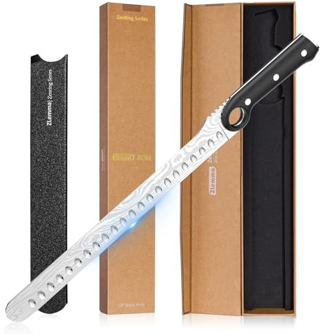 ZLemma Coltello per prosciutto, coltello trinciante, coltello da 30 cm, coltello da carne e barbecue, in acciaio tedesco, manico ergonomico con fodero, serie Artisan