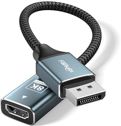 Aktiver Displayport 1.4 auf HDMI 2.1 Adapter, 8K 60Hz / 4K 120Hz Unidirektionaler DP auf HDMI Adapter (Stecker auf Buchse), DisplayPort auf hdmi für PC, Dell, HP, AMD, NVIDIA