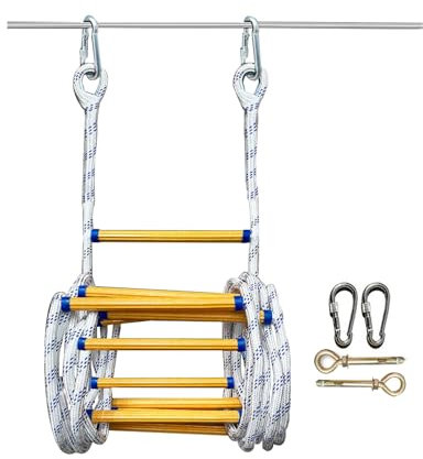 Fire Escape Ladders Resin Rope Ladder Prevent Insects with Hook Carabins Portable Home Emergency Escape Rope for Story Home Window Balcony Railing Treehouse))