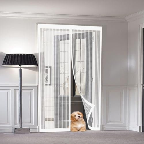 Zanzariera Magnetica 88 x 235 cm Zanzariera Magnetica per Porte Anti Zanzare Mosche Insetti Rete Fine Tenda, Bianco