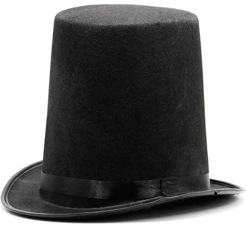 Porgeel Cappello a cilindro cappello a cilindro nero alto cappello in tessuto non tessuto per uomo cappello da festa del mago formale per butler novità di halloween costume accessorio