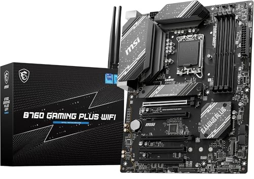 MSI B760 Gaming Plus WiFi V1 Motherboard, ATX - Supports Intel 14th, 13th & 12th Gen Core Processors, LGA 1700 - DDR5 Memory Boost 6800+MHz/OC, 2 x PCIe 4.0 x16, 2 x M.2 Gen4, 2.5G LAN, Wi-Fi 6E