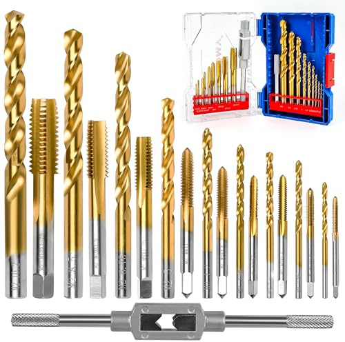 ASNOMY 18Pcs Metric Drill and Tap Set with 1Pc Tap Wrench, BM2 HSS Thread Tap Set from M2 to M12, Combination of Drill and Tap Set for Metal,with Exquisite Indexed Box