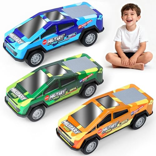 7.1 Inch Monster Truck Kid Toys Set ,Push and Go Friction Power Pull Back Wind up Race Cars,Military Camouflage 1/32 Model Car 3 Pack, Toddlers 3 4 5 6 7 8 9 for Boys and Girls Party Toy Gift