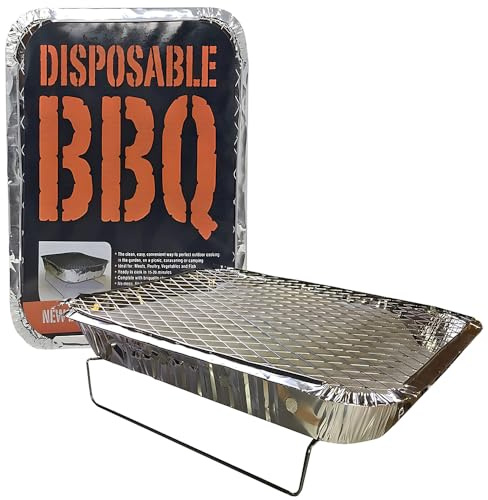 Juego de 2 parrillas desechables de carbón para barbacoa, 30 x 25 cm, perfectas para camping, picnics, playa y fiestas en el jardín, portátil, fácil luz instantánea, tamaño compacto de viaje