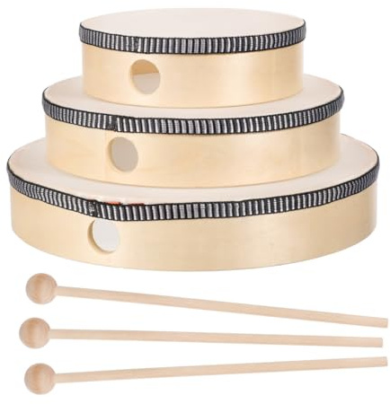 SUPVOX Set 6 Pezzi Tamburi a Percussione Per Bambini Bacchette, Tamburo a Mano in Legno Di Varie Dimensioni, Giocattolo Musicale Educativo Per Casa e Feste