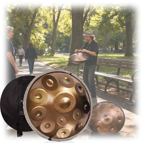 9/10/12 Notas Handpan Drum, 56cm Juego De Batería De Mano En D Menor, Clásico 432Hz Steel Tongue Drum Instrumento Para Adultos, Niños, Principiantes Y Jugadores Profesionales(Negro,9)