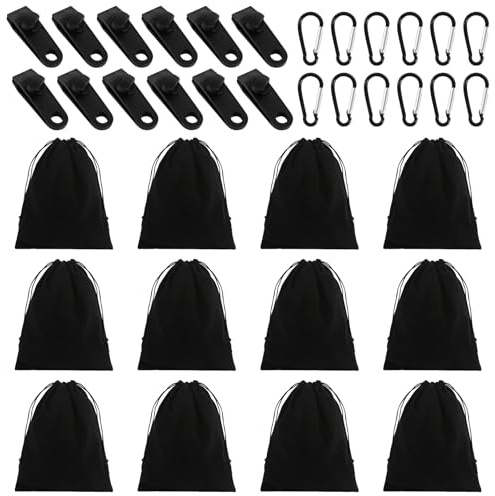 KUHAWL 12 pesos de cortina para mantel con 12 mosquetones y 12 clips
