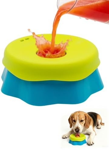 Huafly Slow Feeder Dog Bowl with Licking Ball,2-in-1 Dog Lick Mats for Wet Food & Dry Kibble Slow Feeder, Anti-Slip Enrichment Toy for Fast Eaters, Food-Grade Silicone, for All Breeds (Green)