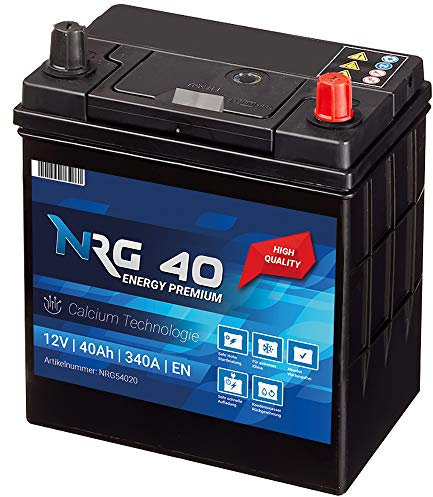 NRG Premium Autobatterie 40Ah 12V 340A/EN ASIA Japan Plus Pol Rechts 30% mehr Startleistung ersetzt 35AH 38AH 42AH
