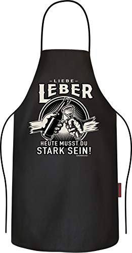 RAHMENLOS Grillschürze Kochschürze Küchenschürze als Geschenk für Männer: Liebe Leber - reine Baumwolle