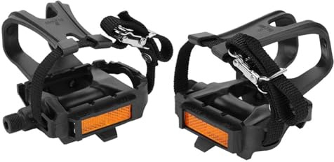 1 paio di pedali per bici con clip e cinghie, nylo pedali per bici Pedali per ciclismo Pinze per punta Gabbia per mountain bike Cyclette Spin bike Biciclette da esterno
