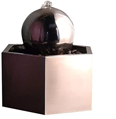 Giardini d'Acqua Sfera Acciaio MOD Venere Fontana da Interno Professionale Base Esagono H cm 35 Zen