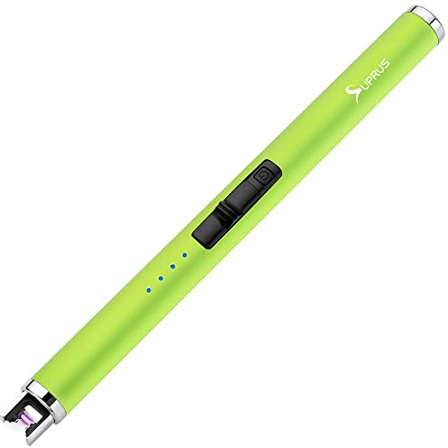 SUPRUS Fluorescent Lighter Glows in The Dark USB Lighter Rechargeable Windproof Pocket Size for Candle Cooking BBQ in Party (Yellow)