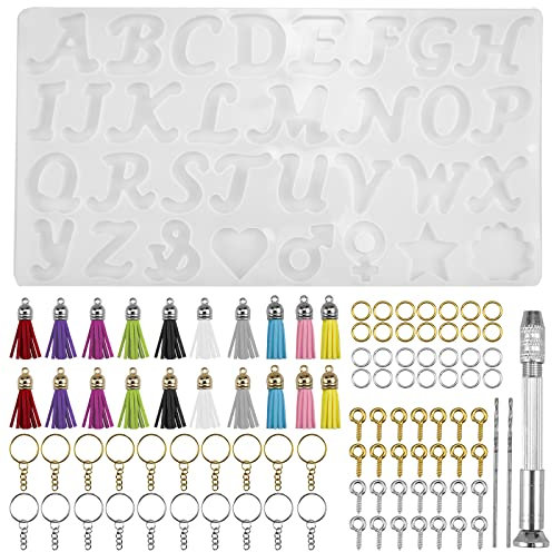posionks 164 Stück Buchstaben Silikonform Schmuck Silikon Gussform Bastelformen für Bastelarbeiten Halsketten Schlüsselanhänger Schmuck Anhänger
