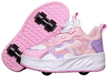 ENEN Chaussure a Roulette, Chaussures a roulettes Retractable Garçons Basket Roulette pour Enfant Fille, Roller 4 Roues Déformable Adolescents pour Intérieur Extérieur Tailles 32 EU