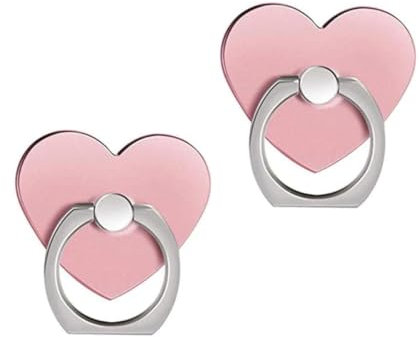 Msagkah 2Pcs Agarraderas para Teléfono Móvil, 360° Rotación Teléfono Anillo Soporte, Agarres de Teléfono Móvil para Samsung, iPhone y Todos los Teléfonos Inteligentes (Corazón-Rosa)