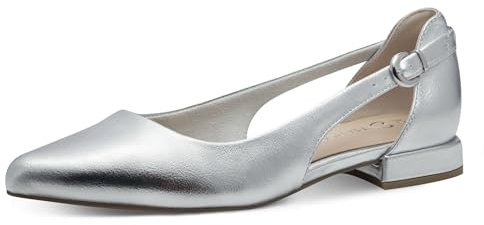 MARCO TOZZI Damen Ballerinas Spitz Vegan, Silber (Silver), 39 EU