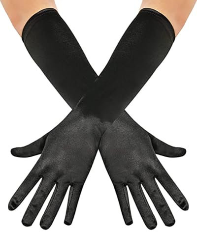 KGDUYC 1 Paar Elegant Damen Handschuhe, Schwarz, Polyester, 38 cm, Einheitsgröße, Vintage-Design, Karneval, Maskeraden, Bälle, Verlobungen, Accessoires