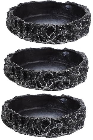 BUGUUYO 3stücke Reptile Wasser Und Futterschale Aus Hochwertigem Resin rutschfest Für Schildkröten Und Echsen Leicht Zu Reinigen Sicheres Futter Und Wasserangebot Für Reptilien