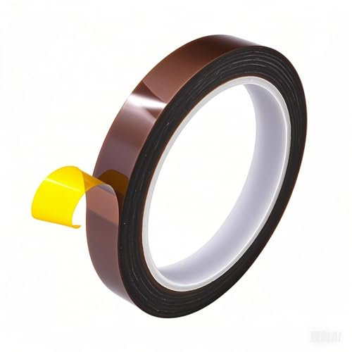 Misuyue 15mm Kapton Tape, 0.1mm Dicke Hitzebeständiges Klebeband bis zu 300℃, 33m/108ft Polyimid Isolierband für 3D-Drucker Löten, Sublimation, Elektronik Leiterplatten (Dunkelbraun)