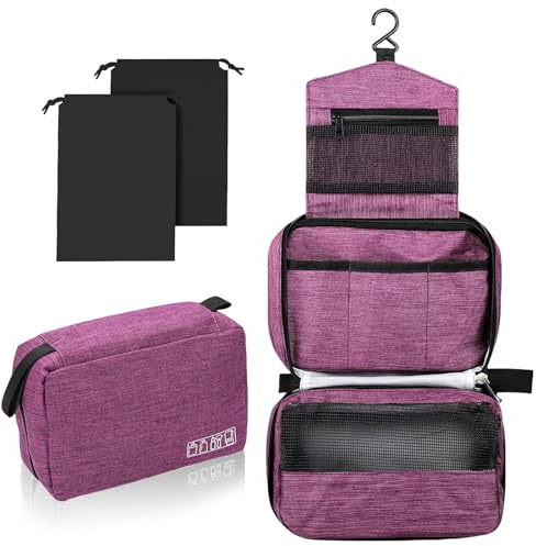 Aucuu Hängender Kulturbeutel, Kulturbeutel Herren, Kosmetiktasche fur Damen/Herren, Faltbare zum Aufhängen, Kosmetiktasche Groß, Reise Kulturtasche, Waschtasche mit Haken, Toilettentasche
