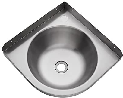 GLJTUO Wall-Mounted Stainless Steel Washbasin,Corner Washbasin,Mini Triangle Sink with Drain for Bathrooms,Bars,cafes,Kitchens,Save Space,Silver-H(30.5x30.5x14cm)