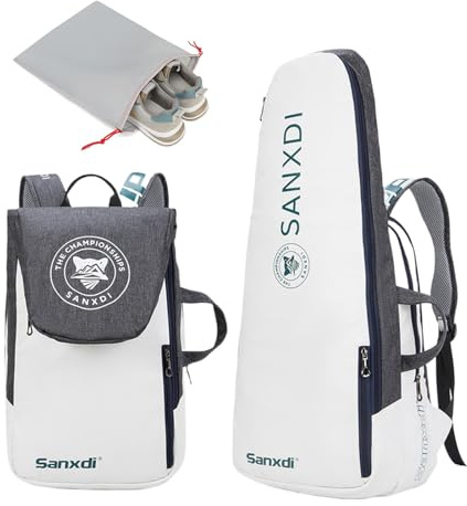 [for Tennis Badminton Backpack] Tennis Racket Bag for Men Womens, Hold 2-4 Racket Storage Sports Bags, Rucksack for Badminton Squash Rackets, Pickleball Paddles, Balls & Sports Accessories
