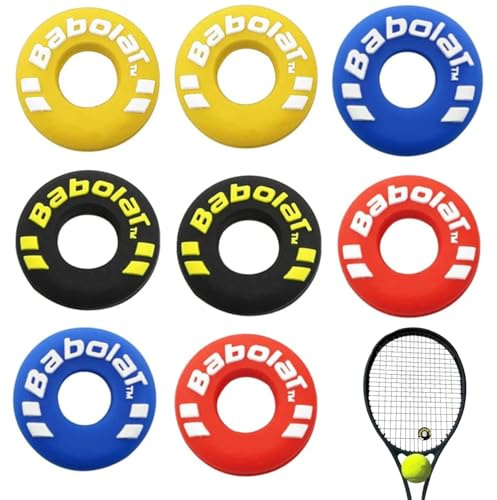 ZHjuju 8 Pack Tennis Racket Shock Absorbers – Tire-Shaped Rubber Vibration Dampeners | Soft & Durable Racket Vibration Dampeners for Tennis & Squash | Fun Letter Design | Ideal Gift for Players