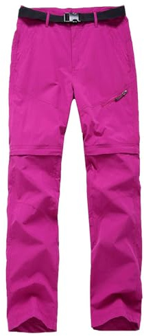 Echinodon Damen Zip Off Hose Schnelltrocknend Leicht Outdoorhose Trekkinghose Wanderhose Frühling Sommerhose Rosa XL