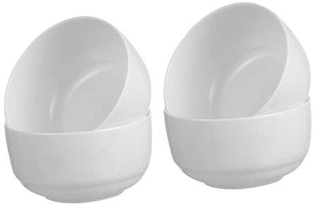 HOLIDYOYO 4 Cuencos De Cerámica Para Arroz Cuencos De Porcelana Para Fideos Ramen Sopa Aptos Para Microondas Cuencos De Arroz Coreanos Transparentes De Cerámica Blanca