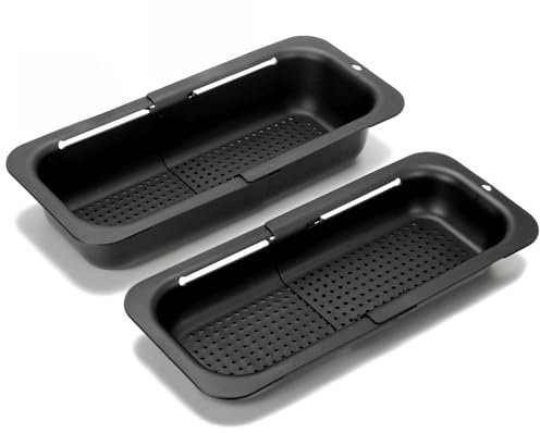 VINATO Passoire Évier Pliable Réglable 2 Pièces (Haute & Basse) Extensible Égouttoir Vaisselle - Rangement Sous Évier - Accessoire Évier Cuisine pour Egouttoir, Rincer les Fruits, les Légumes