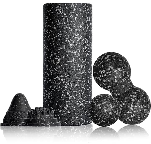 Rodillo de fitness para fascia, juego de 5 unidades, bola de fascia, bola de espuma Blackroll con bola de fascia, rollo de fascia pequeño y doble punto gatillo para yoga, entrenamiento de fascia