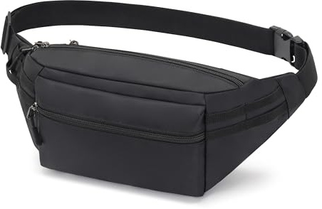 Sac Banane Taille Homme Femme Ville Sacs Banane Unisexe Poches à 4 Fermetures à glissière Ceinture réglable pour la randonnée d'entraînement en Plein air