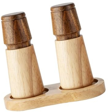 Juego de molinillos de sal y especias de madera manual, mecanismo de molienda ajustable, molinillo de pimienta de madera funcional, práctica herramienta de molienda manual de especias