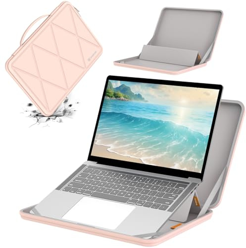 Smatree MS83 Housse rigide en EVA pour ordinateur portable avec support Compatible pour 16 pouces HP ZBook Studio 16 G11/G10 station de travail mobile,HP ZBook Studio G9 station de travail mobile,rose