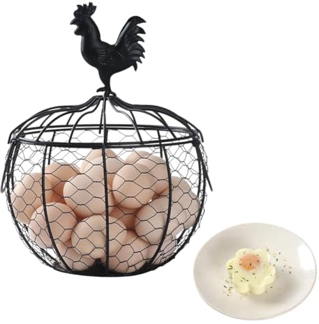Rastapulz Uova fresche per la raccolta di cestino, filo metallico, porta di pollo con per visualizzazione del piano di
