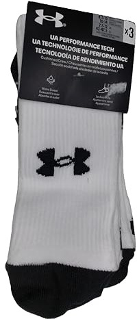 Under Armour Unisex Socken HeatGear Crew 3er-Pack, Weiss, L (42-47 EU)