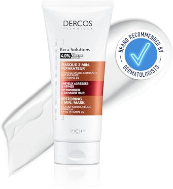 Vichy Dercos, Maschera Riparatrice, Per Cuoio Caplluto Sensibile, Fibra Capilare Riparata, Capelli Luminosi, Con Tecnologia Micro-Filling, Pro-Keratin Complex, Kera-Solutions, 250 ml