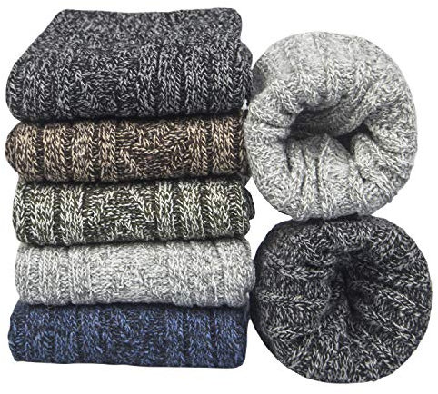 YSense Beau Dicke Damen Socken 5 Paar Merino Wollsocken Warme Stricksocken Damensocken Thermosocken für Damen Winter